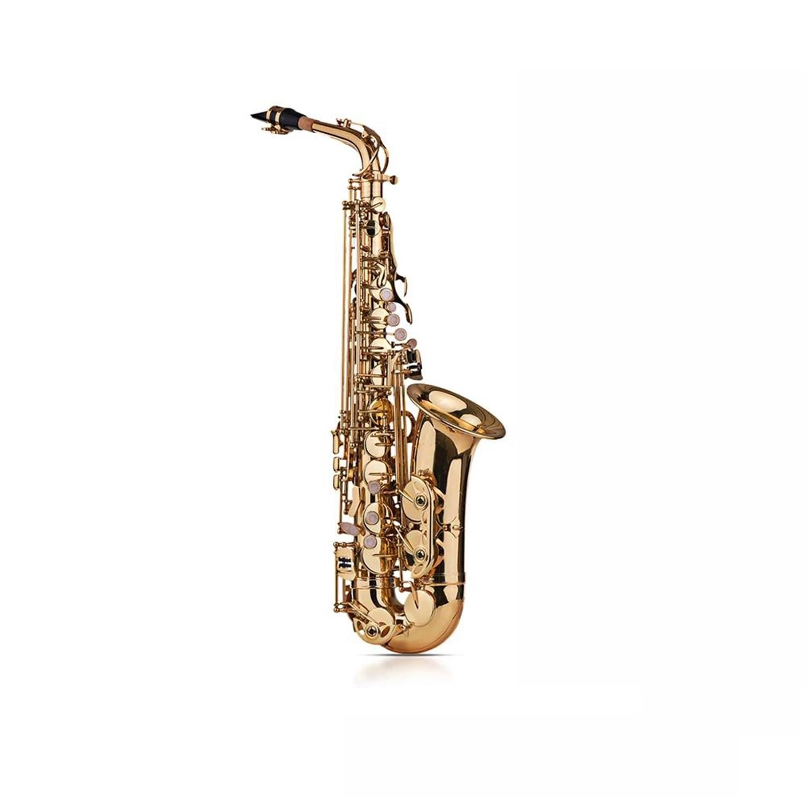 Saxophon Komplettset mit Eb-Altsaxophon Messing Lackiert Gold Saxophon 802 Tasten Mit Gepolsterter Tragetasche Handschuhen Stoffbürste Saxophongurten