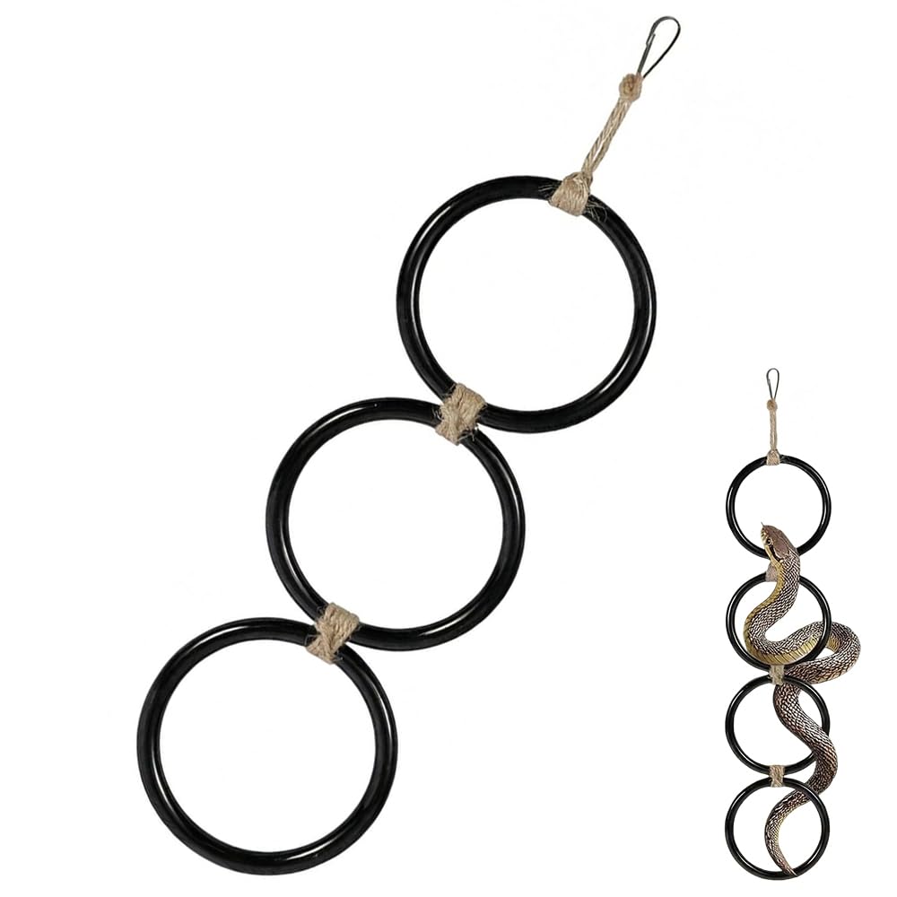 Jdbefuy Snake Climbing Rings, Plastic Enrichment Chain and Hanging Ball for Reptiles, Activity Climbing Rings for Python and Corn Snake Tank, Reptile Enclosure Enrichment Hoop Toy
