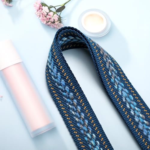 Image of Wide Purse straps Crochet Flower replacement crossbody for Handbag Adjustable Embroidery Knit Guitar Shoulder strap