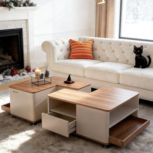 OPLukAS Living Room Coffee Tables, Large Square Coffee...