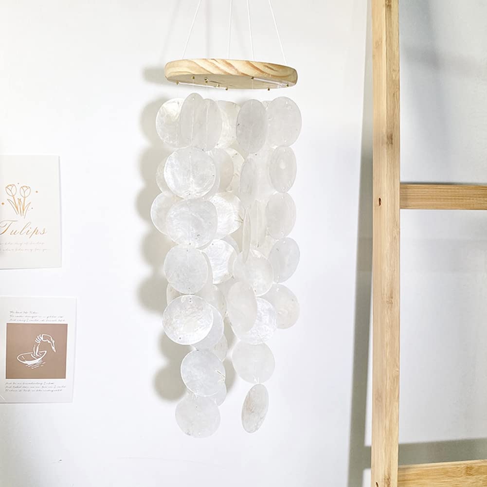 Carillon à vent en coquillage - Capiz nacre pour l'extérieur - Élégant carillon de jardin pour terrasse, balcon - Multicolore