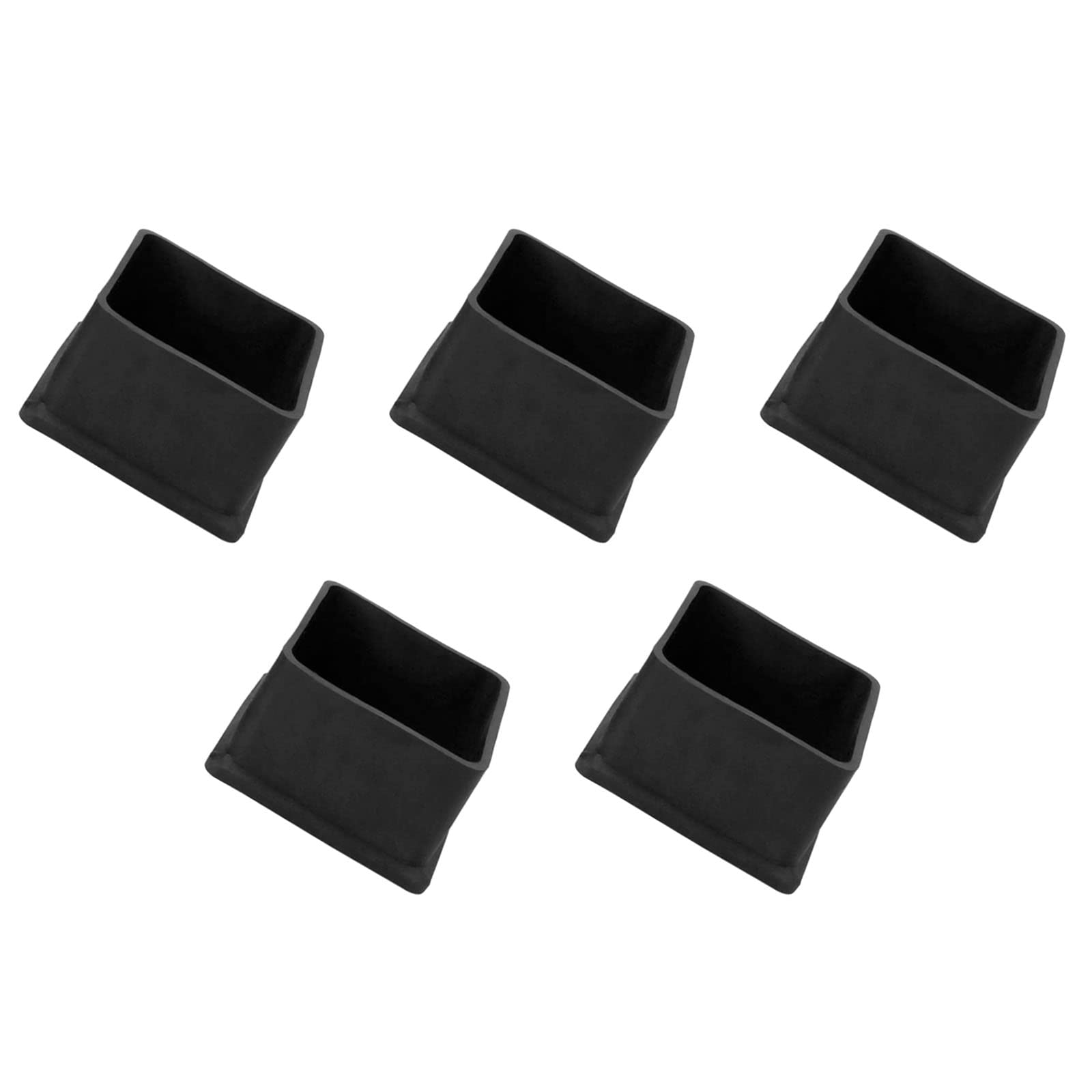 METALLIXITY Chair Leg End Cover (50mm x 50mm) 5Pcs, Square PVC Furniture Feet Caps Floor Protector - for Sofa Table Patio Chairs Black