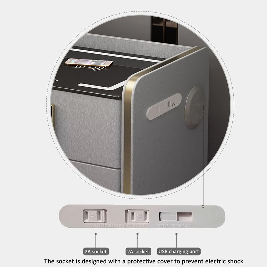 TPTBON パスワードロック LEDベッドサイドテーブル 充電ステーション Amazon.co.jp: 充電ステーションとLEDライト付きのベッドサイド