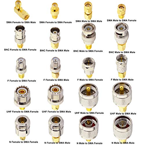 onelinkmore-RF-Coaxial-FPV-Connector-Kit-SMA-Adapter-20-Type-Set-SMA-Connector-Kit-SMA-to-SMA-UHF-to-SMA-SMA-to-BNC-SMA-to-F-Adapter-Male-to-Female-Coaxial-Male-to-Female-Coax-Adapters-Converter