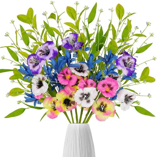 6-Bundles-Spring-Decor-Artificial-Fake-Flowers-Faux-Pansy-Silk-Wildflowers-Bouquet-Floral-Stems-Decorations-for-Home-Vase-Table-Centerpieces 6 Bundles Spring Decor Artificial Fake Flowers Faux Pansy Silk Wildflowers Bouquet Floral Stems Decorations for Home Vase Table Centerpieces