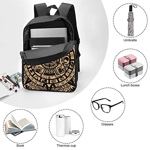 Aztec Maya Calendar Printed Backpack 17 Inch Shoulders Daypack Large Capacity Laptop Bag for Men Women3