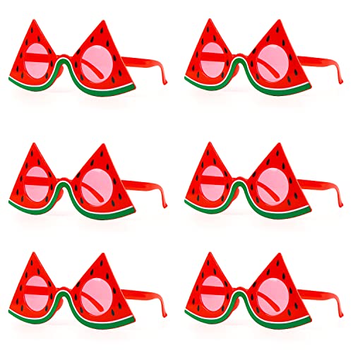 FINGOOO 6 Pairs Watermelon Party Sunglasses,Fruit Shape Watermelon Glasses Hawaiian Tropical Luau Theme Party Accessories