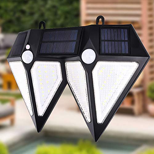 L.J.JZDY Lampes solaires 80 LED Solaire Mouvement PIR Mur extérieur Lumière de Jardin Lampe LED étanche