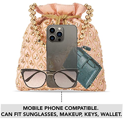 Image of Aheli Potli Purses Gift for Women Handmade Evening Handbag Stylish Bridal Fashion Wristlet