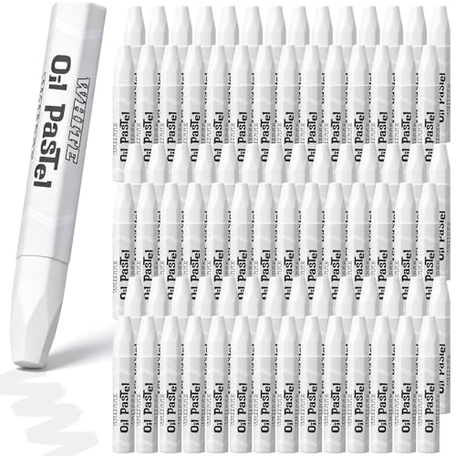 ForraFun 144 Pcs White Oil Pastels Bulk Soft Oil Crayons Precision Bullet Tip Artists Pastel Crayons 2.8 x 0.4 Inch Single Color Creamy Pastels Blending Graffiti for Painting Drawing Sketching