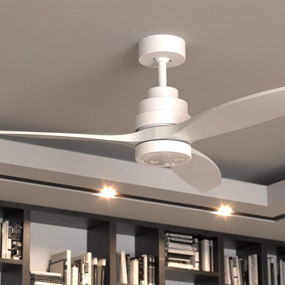 Cecotec Deckenventilator EnergySIlence Aero 5200 Black Design. 40 W, 52“ mit DC Motor, LED Beleuchtung und Fernbedienung (Glattes Finish, White Design)