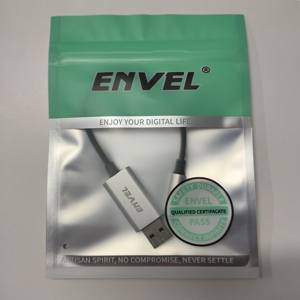 ENVEL USB to 3.5mm Jack Audio Adapter,External Stereo Sound Card for PS4/PS5/PC/Laptop, with Built-in Chip TRRS 4-Pole Mic-Supported USB to Headphone Adapter(Silver)