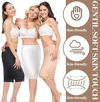 Lasnten 3 Pcs Women's Half Slips for Under Dresses Lace Trim