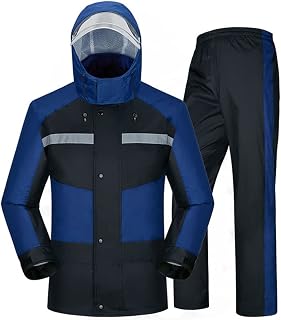 HDGFYTOR Rain Suit Jacket for Men Women Waterproof Lightweight Rain Gear Adult Unisex Motorcycle Riding Protective Clothing Anti-storm Raincoat Rain Pants Suit(Size:3XL,Color:Blue)