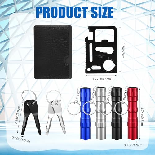 Set de 48 piezas Glooglitter para hombre: Mini destornilladores, linterna llavero, multitool tarjeta de crédito de supervivencia, souvenirs para fiestas, regalos para empleados y compañeros miniatura 2