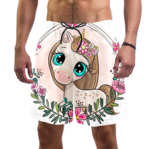 Short de Plage Séchage Rapide pour Homme avec Motif Floral Animaux