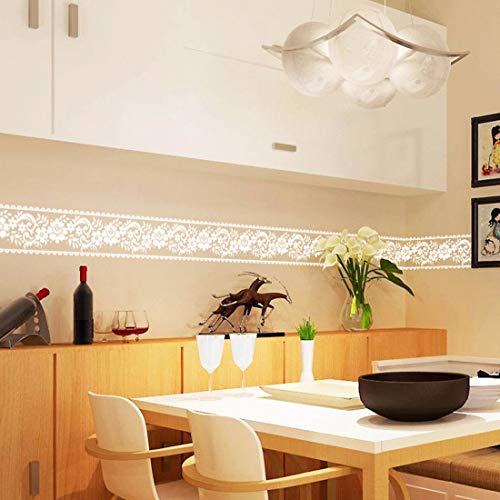 As Sale Wallpaper Border Stick And Peel - Transparent Floral Lace Wallpaper Mirror Glass Decor Tile Removable Waterproof Window Stickers thumb #6