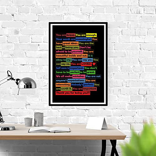 You Are Brave - You Are Enough - Positive Uplifting Motivational Inspirational Poster - For Office, Classroom, Therapy - 12 x 18 Inch - Made in USA CPS0214