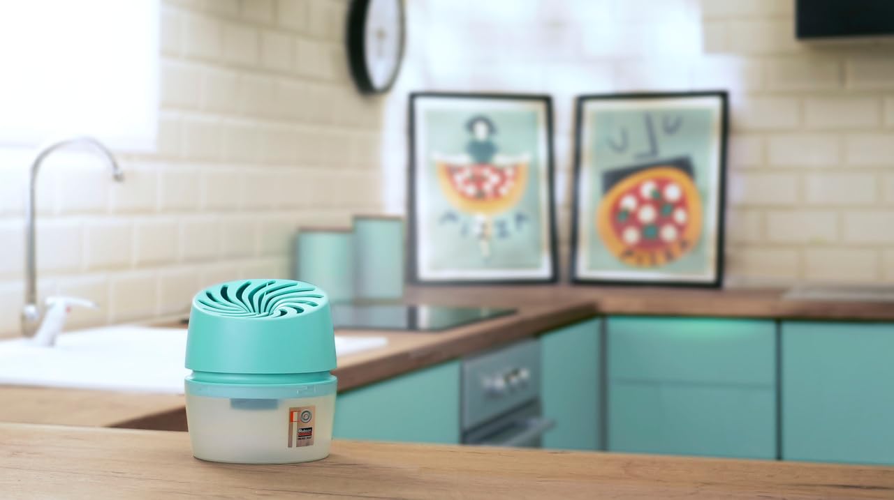 Ariasana Assorbiumidità Aero 360° Compact Turchese Colour Collection, 1 Deumidificatore e 1 Tab di ricarica 450g, Assorbiumidità per la circolazione dell'aria, Deumidificatore casa contro l'umidità