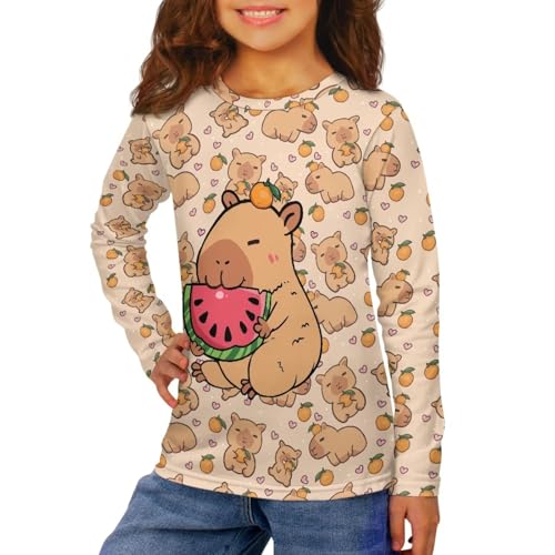 Image of WELLFLYHOM Long Sleeve T-Shirt for Boys Girls 3-16 Years Old Tee Tops Crewneck Pullover Shirts Fall Outfits