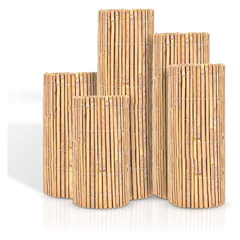 BLADO Natural Bamboo Slat Fence - Screening Slatted Roll for Garden Outdoor Wind/Sun Border Protection Privacy Panel Shield Garden Cover