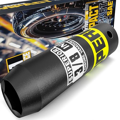 Image of 1 /2 inch Drive Impact Socket, 3 /8 inch Deep Socket, SAE, 6 Point, CR-V, for Car Repair, Loosen the Fastening Nut