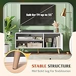 WLIVE TV Stand for 55 Inch TVs, Entertainment Center with Storage Cabinet, Mid-Century TV Stands for Living Room and Bedroom, 50" TV Console, White - Image 3