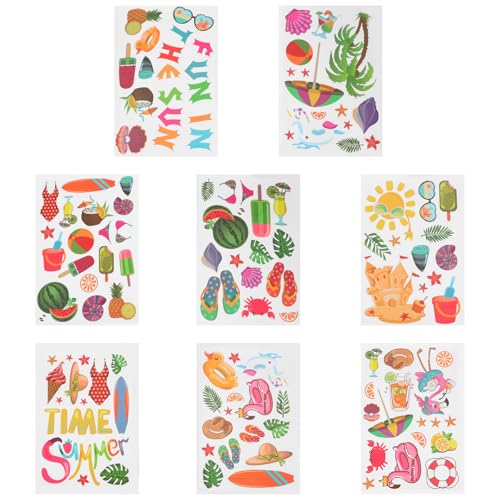 OHPHCALL Pegatinas Decorativas Hawaianas para Ventana, 8 Piezas de Pvc Electrostáticas, Autoadhesivas y Removibles, Decoración de Verano para Hogar, Tienda y Fiesta Temática