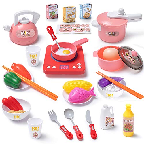 Czemo Juguetes de Cocina Set Utensilios de Cocina Culinario Mini Cocina de Juguete Incluye Múltiples Accesorios para Niños