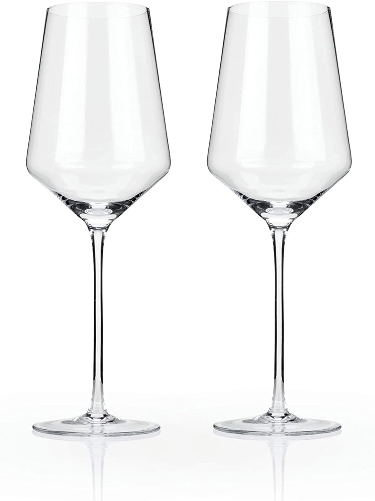THE WHITE SHOPNew Moon Set, 2 Pieces, 680ml，Elegant, Modern Sloping White Wine, Crystal Glass, Transparent, Dishwasher Safe