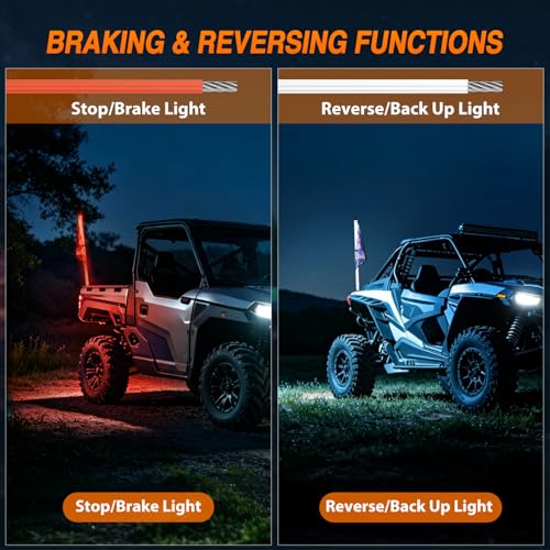 Image of Nilight LED Whip Light 1PC 3FT Spiral RGB Antenna Whips with Spring Base, App /Remote Control DIY Chasing Patterns Brake & Reverse Lights for Side by Side ATV UTV RZR Can-Am Buggy Jeep