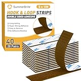 Hook and Loop Strips with Adhesive 1x5IN 20Pairs/40Strips, Brown Strong Sticky Back Fastener, Heavy Duty Double-Sided Adhesive Hanging Strips for Home Office School