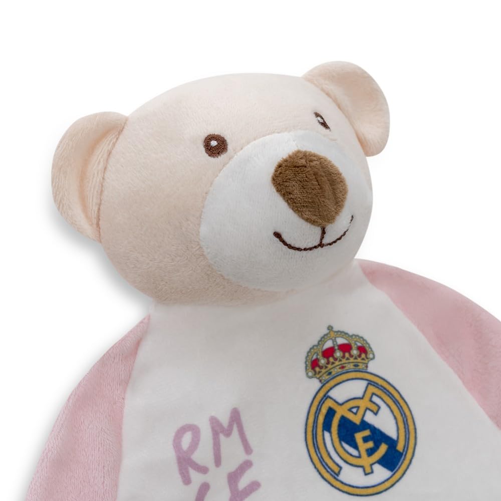 Interbaby - Dou Dou para Bebés Oso Real Madrid – Manta de Apego Suave con Peluche – Producto Oficial del Real Madrid CF – Ideal para Recién Nacidos y Niños Pequeños Futuros Madridistas