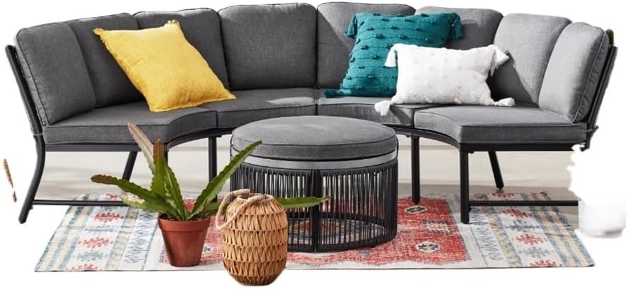 3-Piece Curved Sectional Includes to Curved Sofas and Convertible Round Ottoman