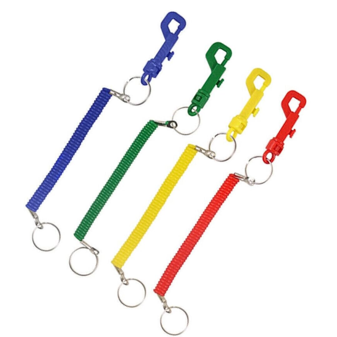 Lnd Gifts Multi Stretchy Keyring With Clip - Bungee Keyring, Spiral Keychain - Extendable And Retractable Spring Keyring - 48 Supplied, Colours Provided At Random