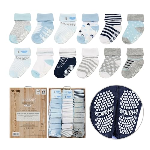 Image of Baby Socks 12 Pairs, Toddler Socks, Newborn Socks, Baby Socks 0-6 Months Boys, Safe Walking Non-Slip Sole, Infant Socks, Baby Girl Socks, Baby Boy Socks