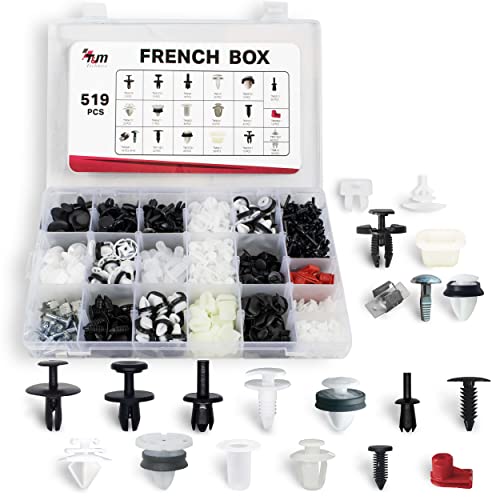 T&M Technics® Ensemble Complet de Clips de Fixation Plastique pour Voiture - Pack de 519 Rivets, Clips et Fixations Universelles pour Véhicules - Carrosserie et Accessoires Auto