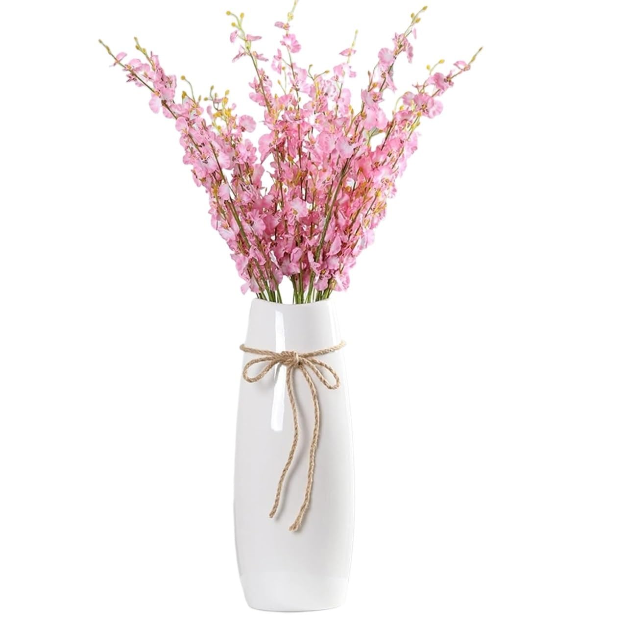 SnamicE Ceramic Vase,Decorative Large Vases,floor vases,Vases White Ceramic Vase,Large Floor Vase,Decorative Tall Flower Holder for Modern Rustic Farmhouse, Bookshelf Décor, Dinin,White-50cm