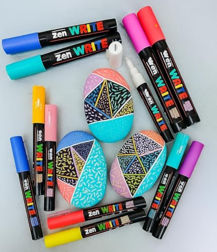Image of Acrylic Paint Markers Brush Tip, Vivid Colors with Direct-Liquid Ink System, Professional-Grade Paint Pen for Rock Painting, Canvas, Glass, Plastic, Fabric & Creative Crafts (16)
