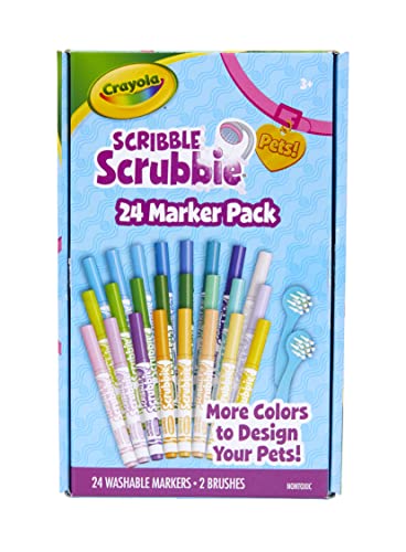 Crayola Scribble Scrubbie Pets Marker Refill & Expansion Set - 24 Washable Markers for Kids Gifts for Girls & Boys [Amazon Exclusive]