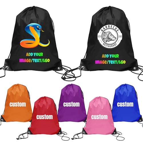 Custom Drawstring Bags with Logo/Text/Name,Personalized Backpack Bulk for Gym, Camping, Beach, Outdoor Sports,Customized Gift Bags for Promotion, Publicity