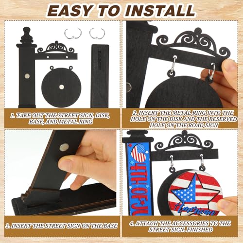 41 Pcs Interchangeable Seasonal Decor Mini Standing Sign Farmhouse Convertible Seasonal Wood Welcome Sign for 4th of July Summer Holiday Table Decor(Black) - Image 6