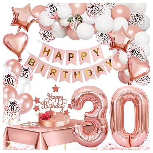 30 Años Decoracion Cumpleaños Oro Rosa, Decoracion Fiesta 30 Cumpleaños, Globos 30 Cumpleaños, Happy Birthday Cumpleaños, Confeti Látex Globos Número 30 Globos Cumpleaños Mujeres Decoración de Fiesta