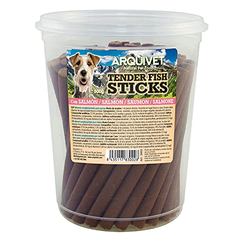 ARQUIVET Tender Meat Sticks - Salmone - 500 g - Bastoncini semi-morbidi per cani - Snack per cani - Aiuto per la cura dei denti