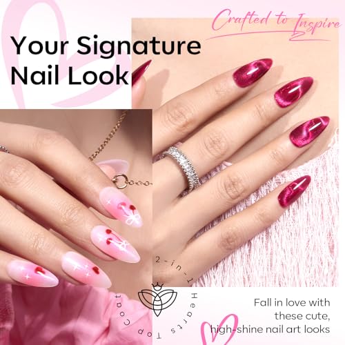 Image of modelones Gel Nail Polish Set, 6 Colors 2026 Mothersday Pastel Nude Pink Milky White French Jelly Gel Polish Pearl Hot Pink Glitter Heart Cat Eye Nail Gel Polish LED DIY Gift with Stickers & Magnet