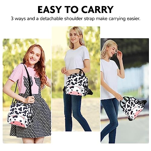 Wuetduz Cow Print Lunch Box Insulated Lunch Bag For Women Men, Large Capacity Portable Lunch Tote Bag With Adjustable Shoulder Strap For Boys Girls, Reusable Meal Prep Bag For Work School Picnic #TOP5