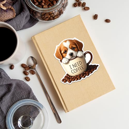 Image of Coffee Sticker 8 Pcs (Large Size) Vinyl Stickers Laptop Waterproof Decal for Car Bumper Water Bottle Notebook Luggage Window Party Birthday Decorations - Size 4 Inches