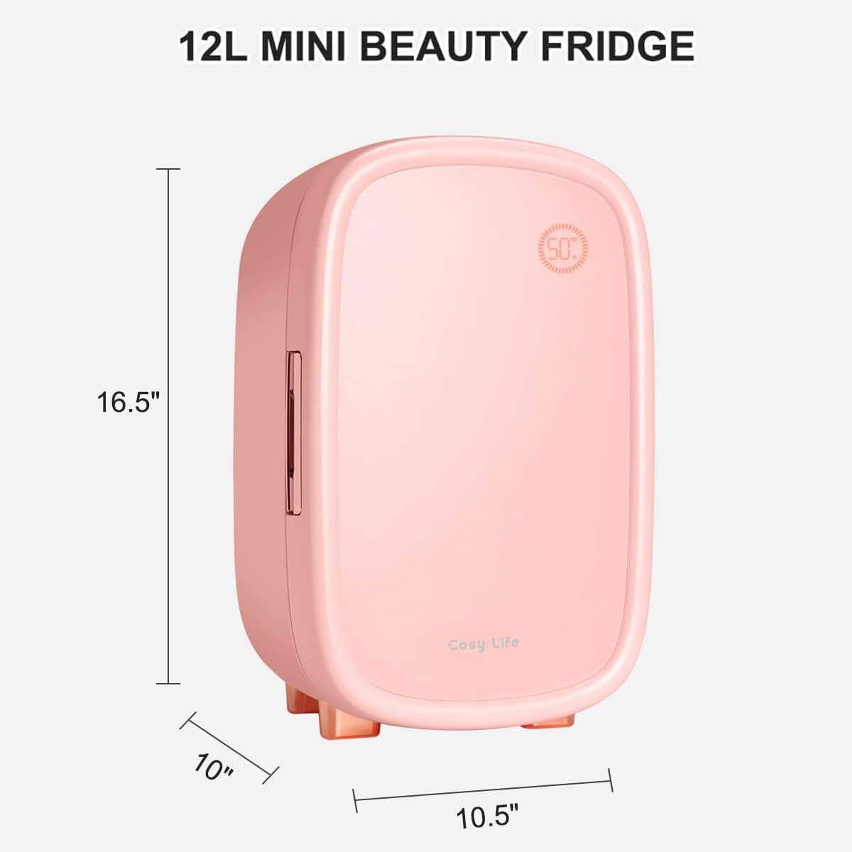 Refrigerador para el cuidado de la piel de 12 litros, refrigerador de belleza para almacenamiento cómodo, 50.0 °F/50°F + control inteligente de temperatura constante, mini refrigerador compacto 7
