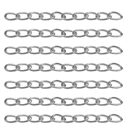 100PC Silver Extender Chains for Jewelry Making,Removable Extension Chain Stainless Steel Tail Chain for DIY Necklaces Bracelet Making/Anklet/Key Chain/Jewelry Making Supplies(50mmx3.5mm)