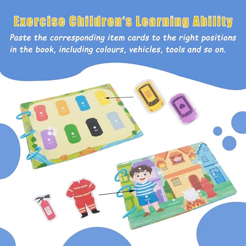Image of Busy Book for Toddlers, Preschool Learning Activities, Montessori Toys for 3+ Years Old Boys and Girls, Easter Gifts, Transportation Sticker Book